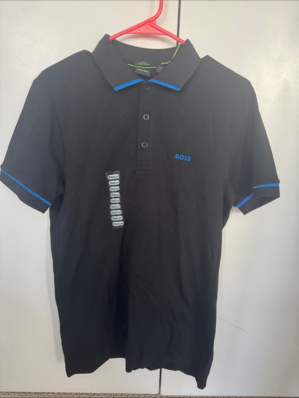BOSS Black Polo with Bright Blue Accents